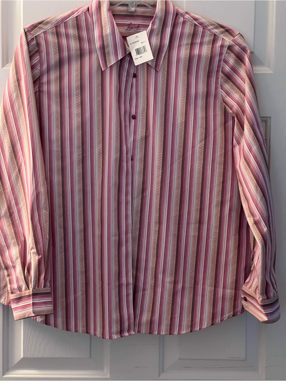 Foxcroft Pink Striped Button Down Shirt Women's